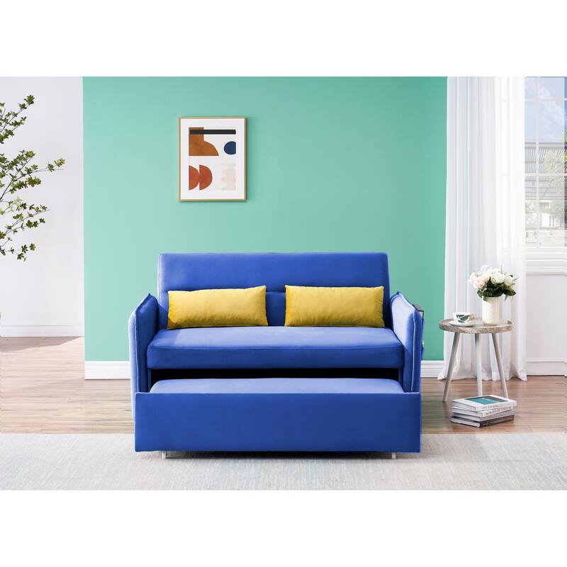 Modern 54" Pull Out Sofa Bed with 2 Pillows Small Couch for Living Room